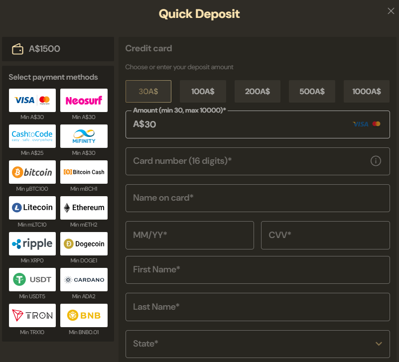 LuckyOnes Deposit