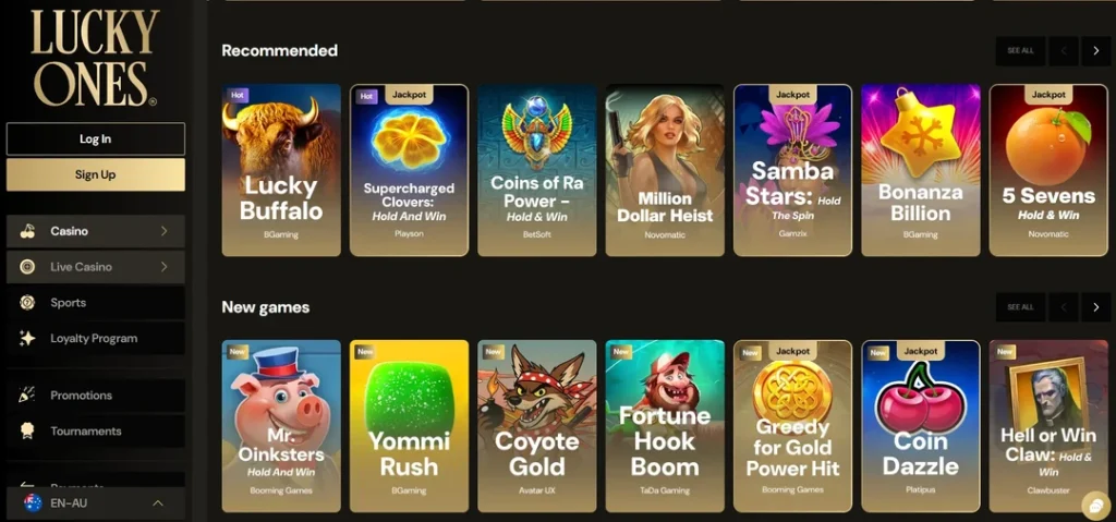 luckyones pokies